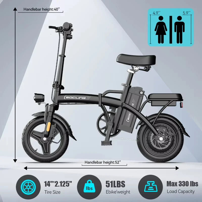 G11 Folding Electric Bike With Battery And Rear Disc Brakes