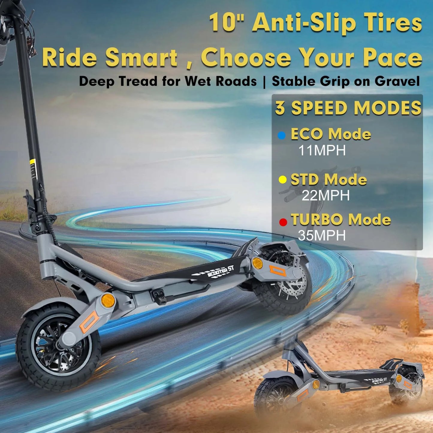 BIkydom Electric Scooter 1200W 48V Foldable With Disc Brakes