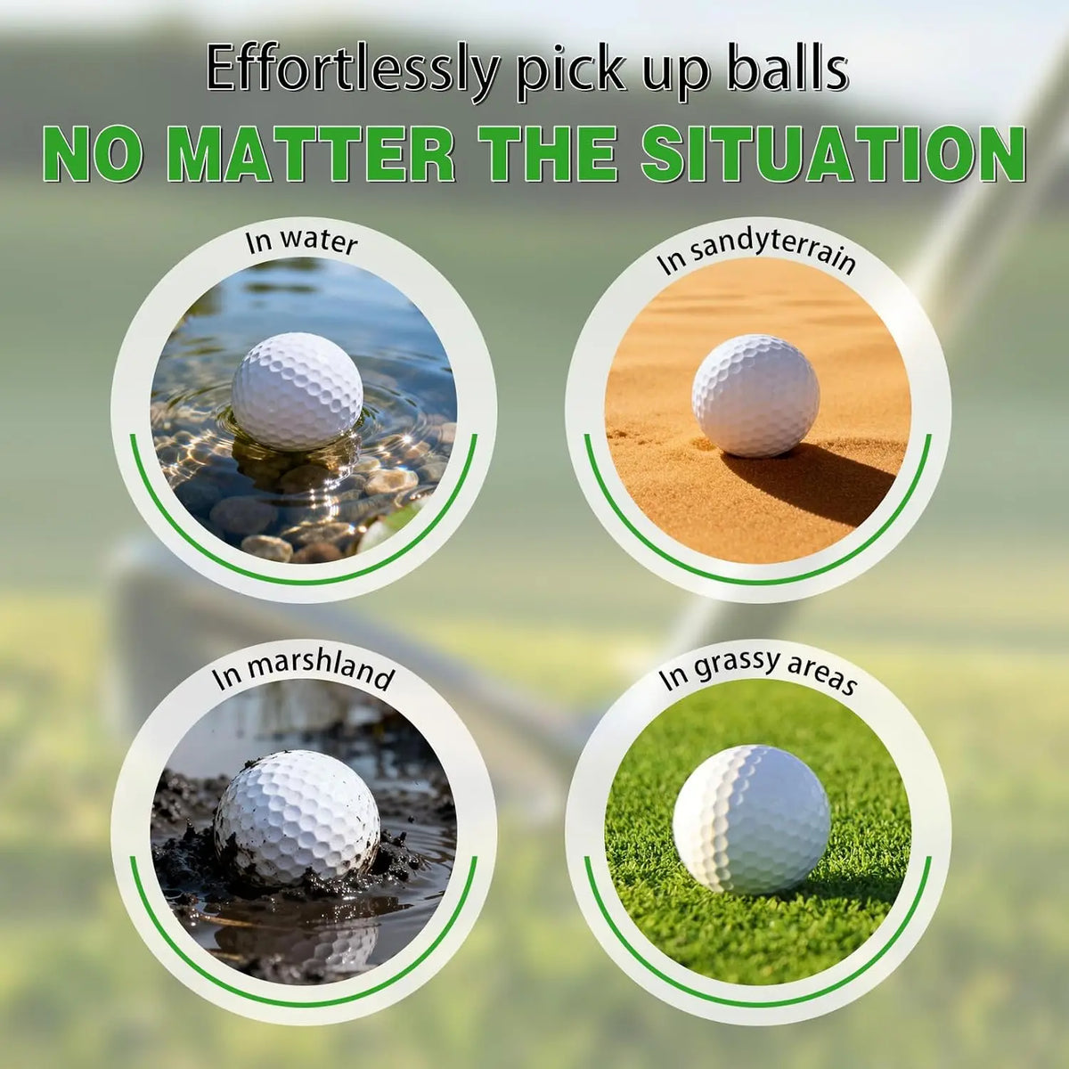 Golf Ball Retriever with Telescopic Shaft and Dual Cup Head