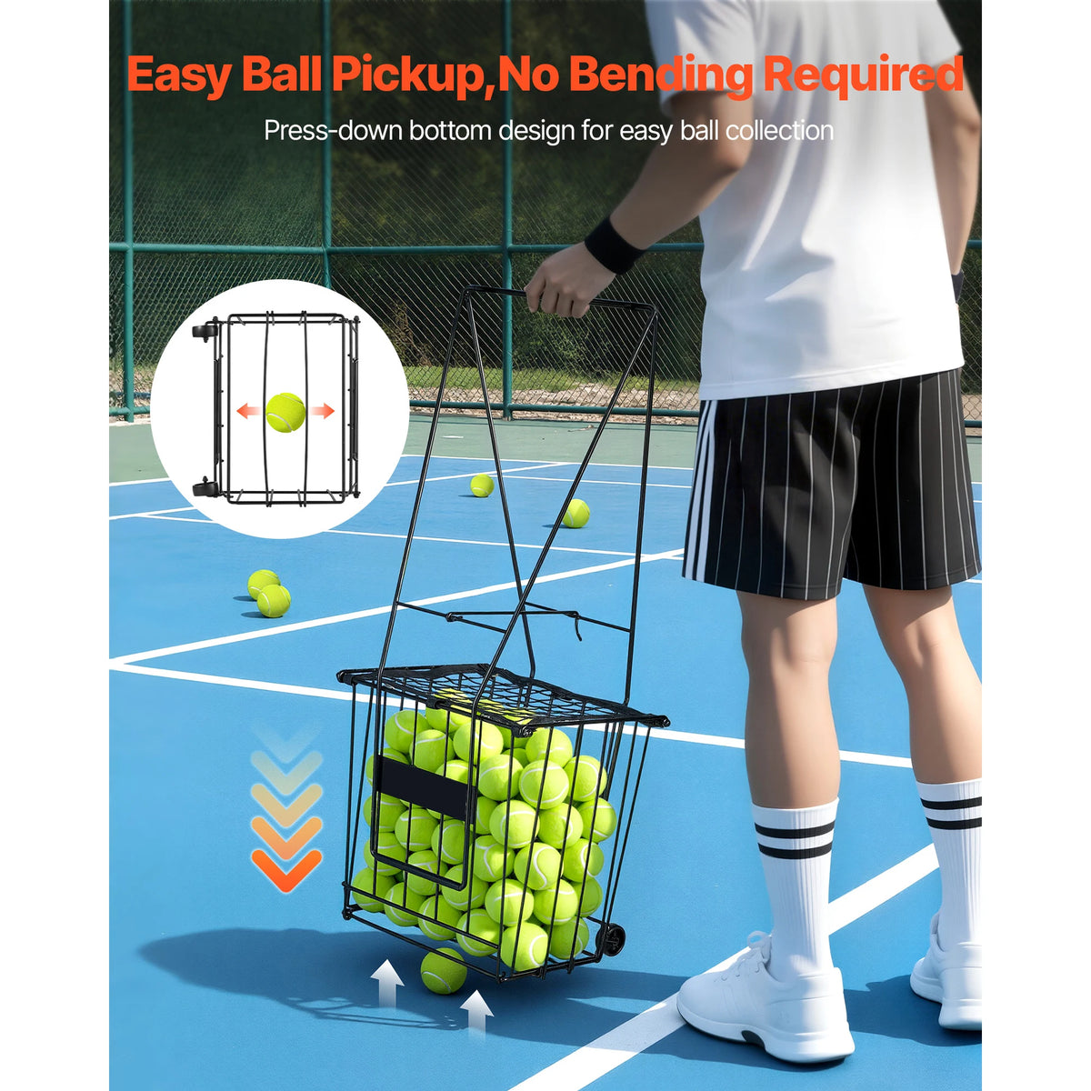 SucceBuy Portable Tennis Ball Hopper With Wheels For Training and Storage