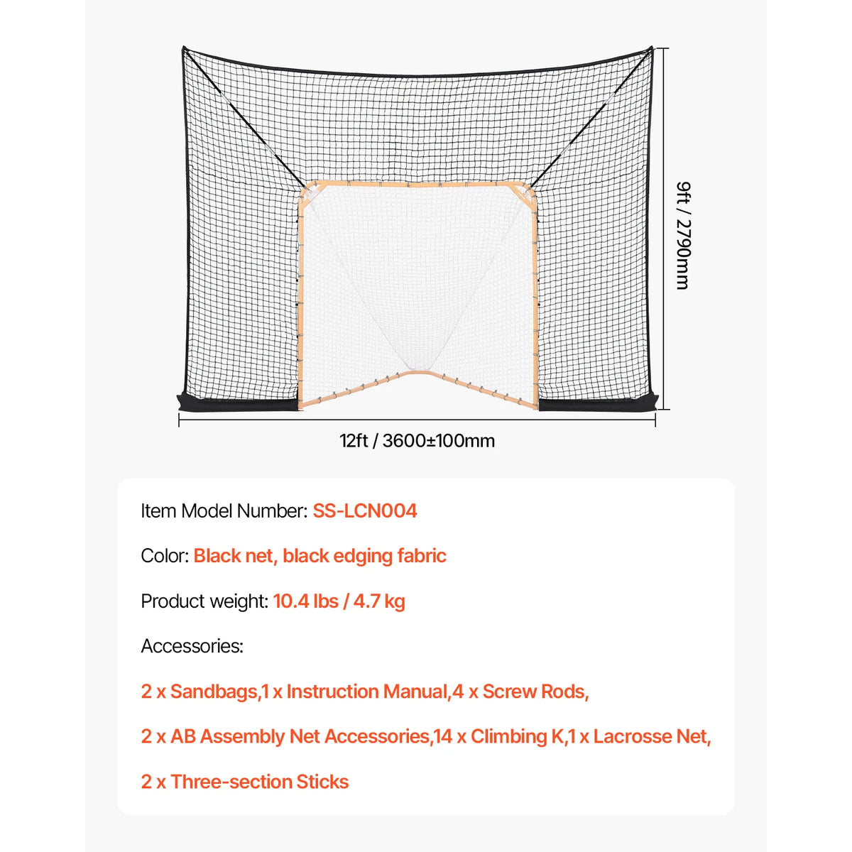SucceBuy Hockey And Lacrosse Goal Backstop Net For Backyard Practice