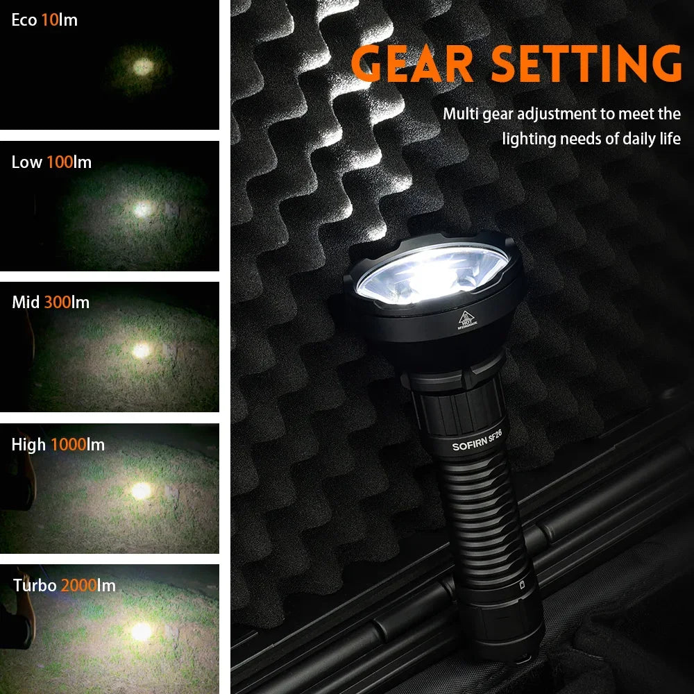 Sofirn SF26 21700 LED Flashlight 2000lm SFT40 Tactical Torch