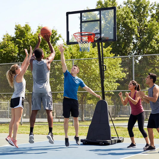 HiMISS Adjustable Portable Basketball Hoop With Fillable Base And Wheels