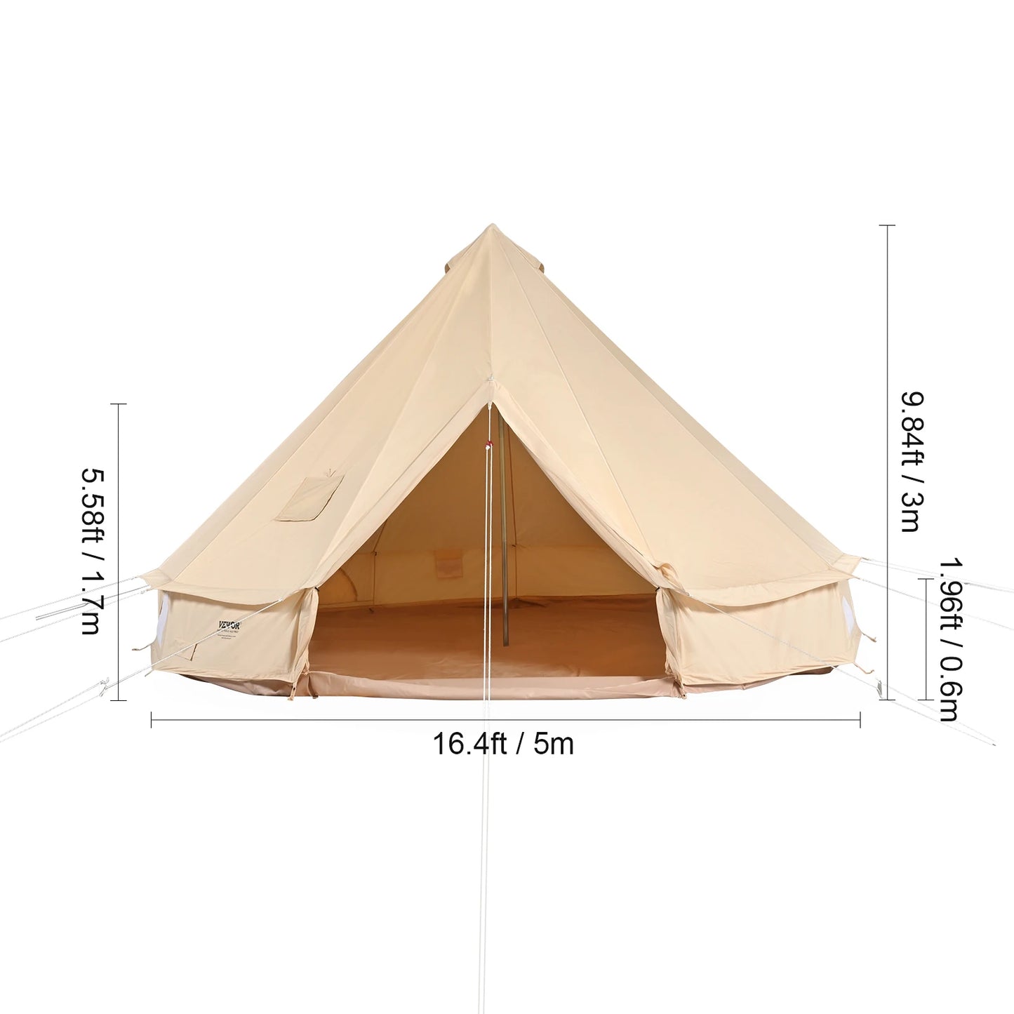 SucceBuy Canvas Bell Tent For Camping Breathable Sleeps 8 People