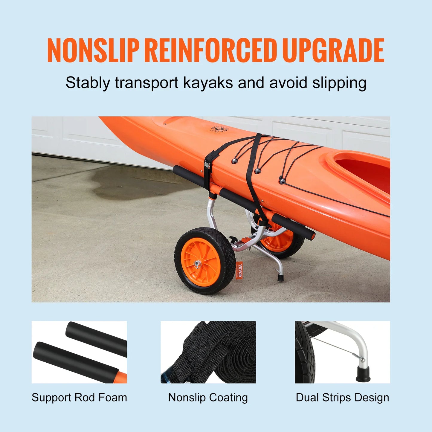 SucceBuy Kayak Cart Detachable Canoe Trolley With Solid PU Tires