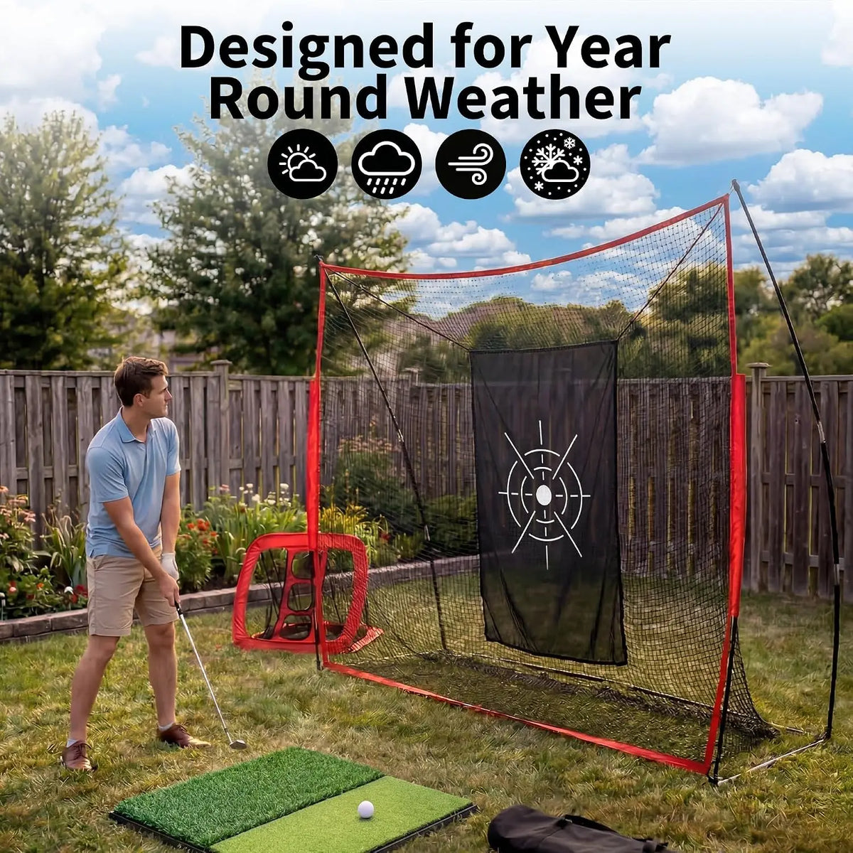 Tacleekii Golf Practice Net With Aiming Cloth And Carry Bag