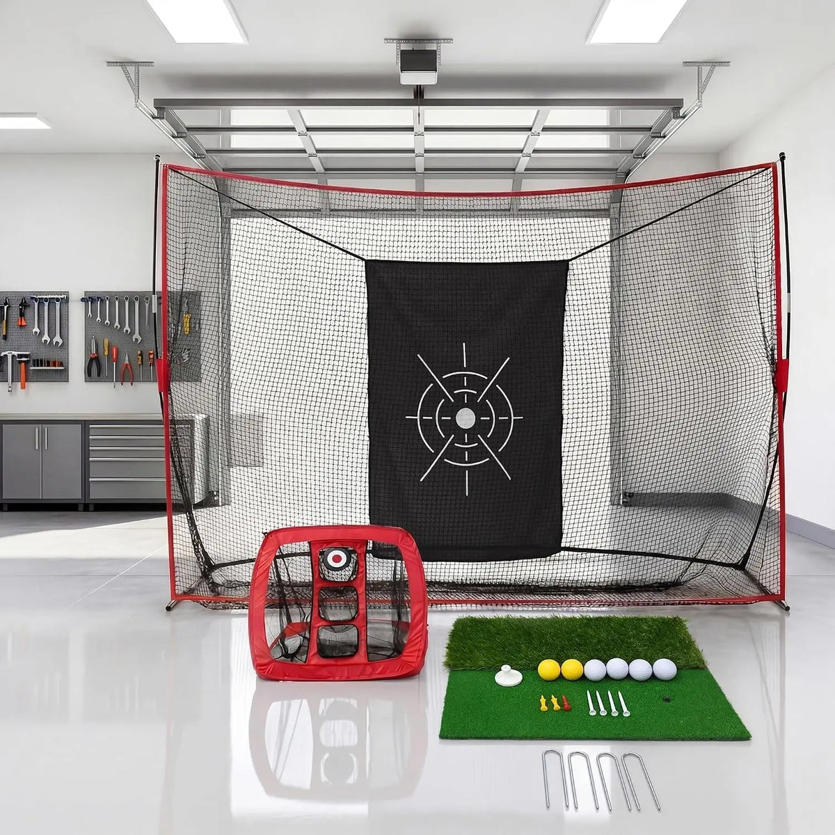 Tacleekii Golf Practice Net With Aiming Cloth And Carry Bag
