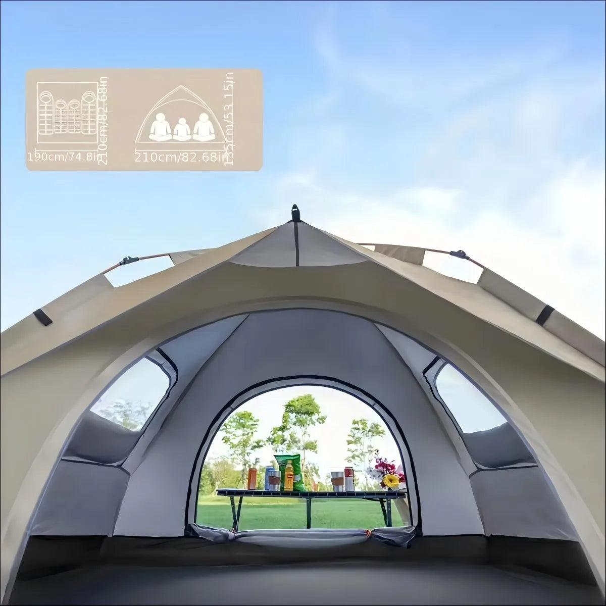 Pakicetus Auto Tent Sunshade Quick Setup For 3-4 People