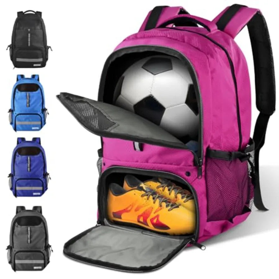 Soccer Sports Backpack With Ball Holder And Shoe Compartment For Team Gear