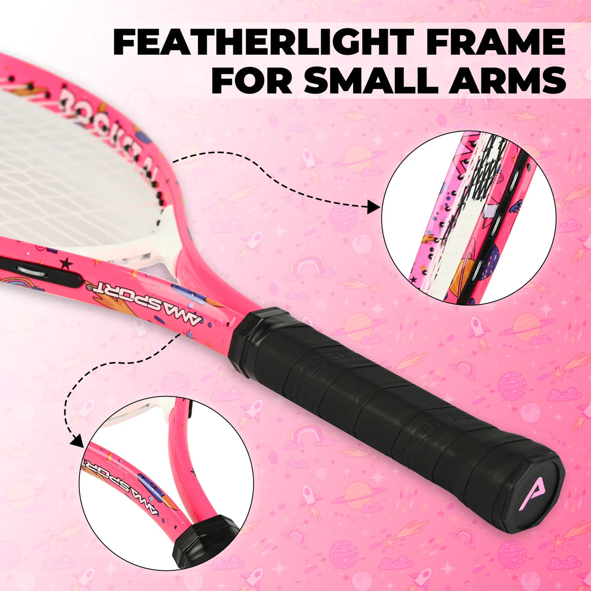 AMA SPORT Pre-Strung Lightweight Junior Tennis Racket With Bag