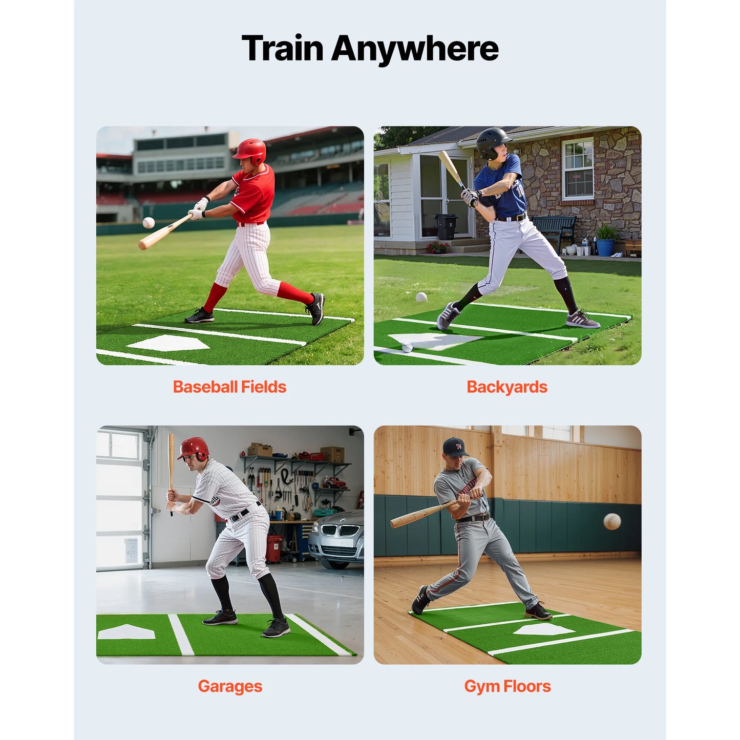 SucceBuy Portable Baseball Hitting Turf Practice Mat With Plate