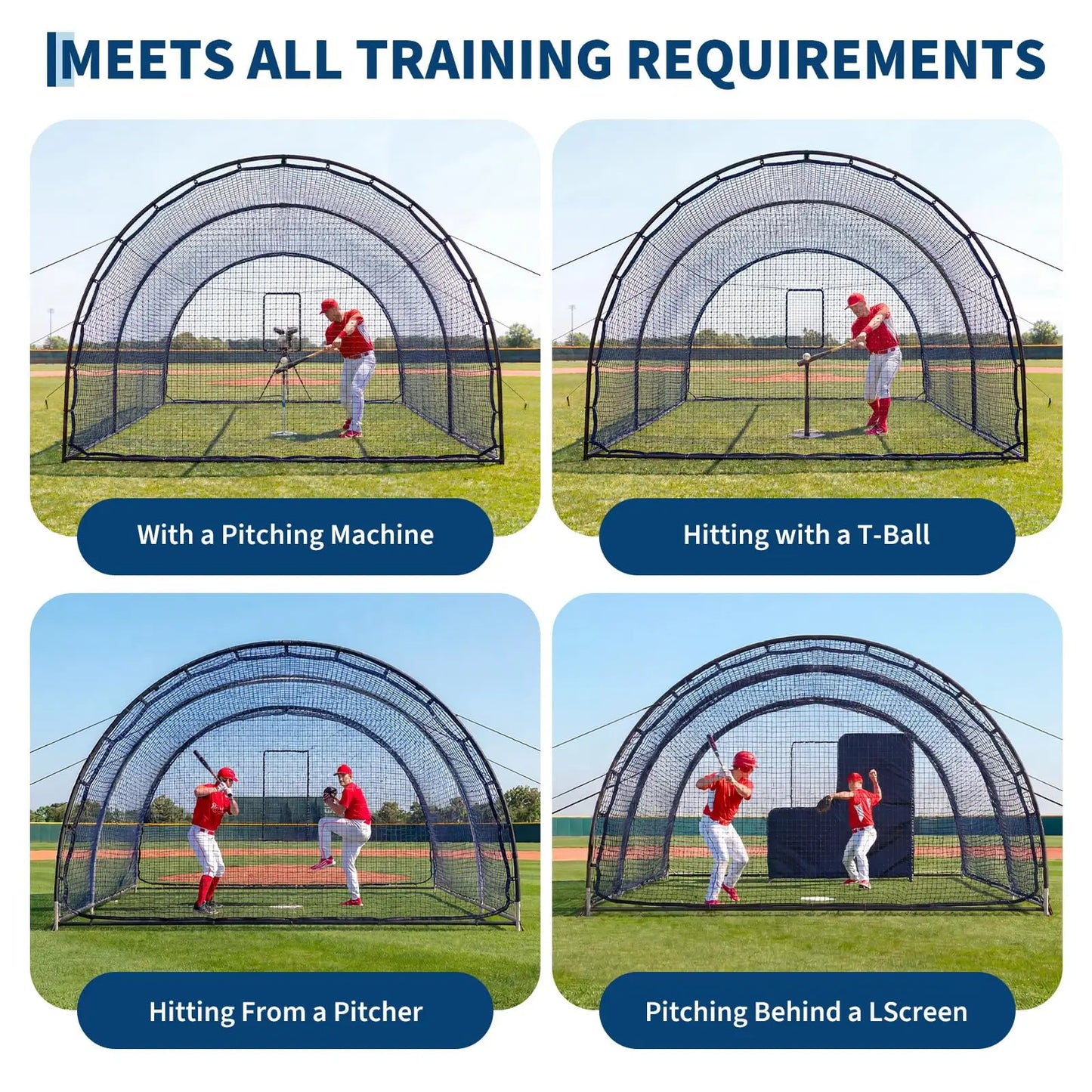 Portable Baseball Batting Cage With Detachable Pop Up Door