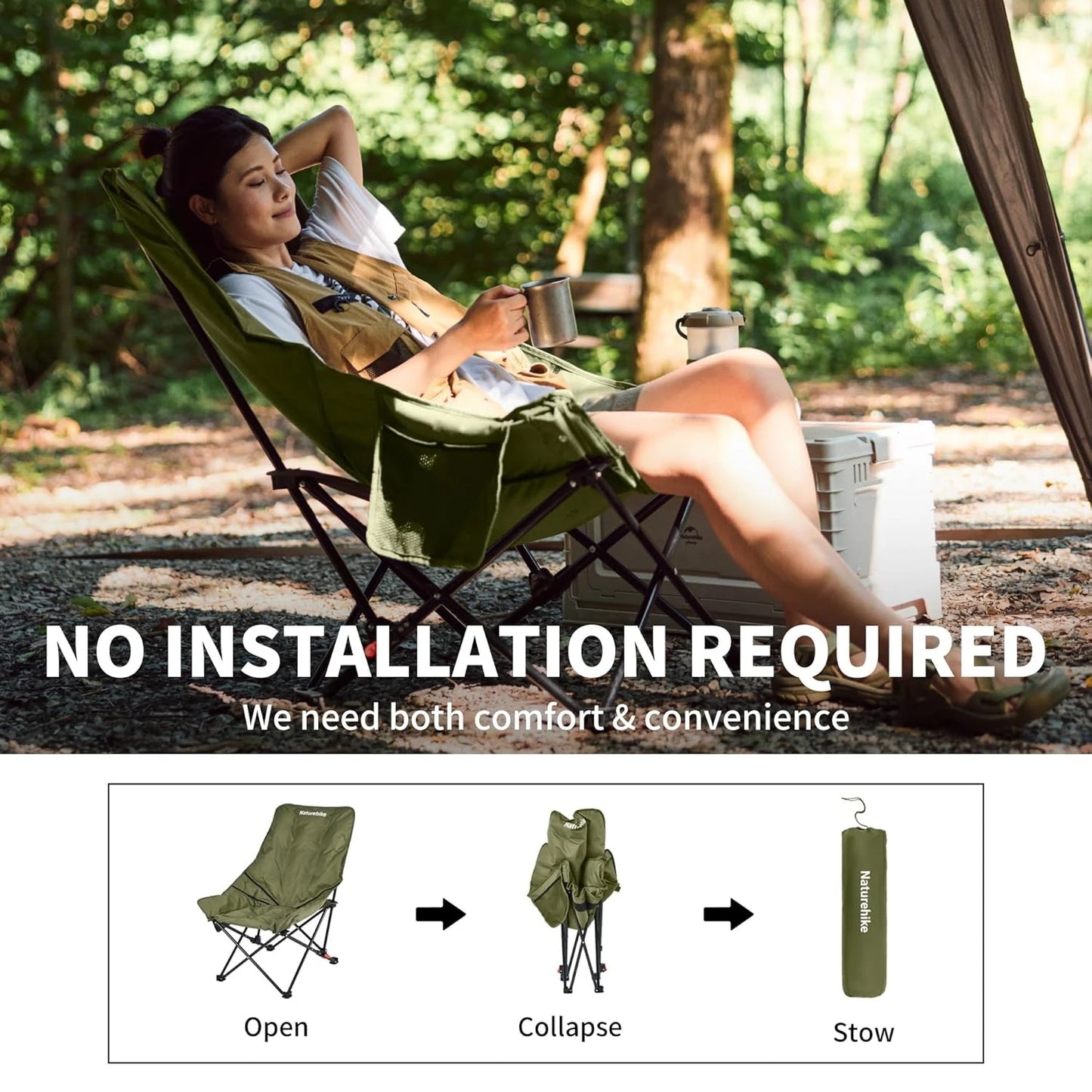 Naturehike High Back Moon Chair Camping Lounge Folding Portable Outdoor Seat