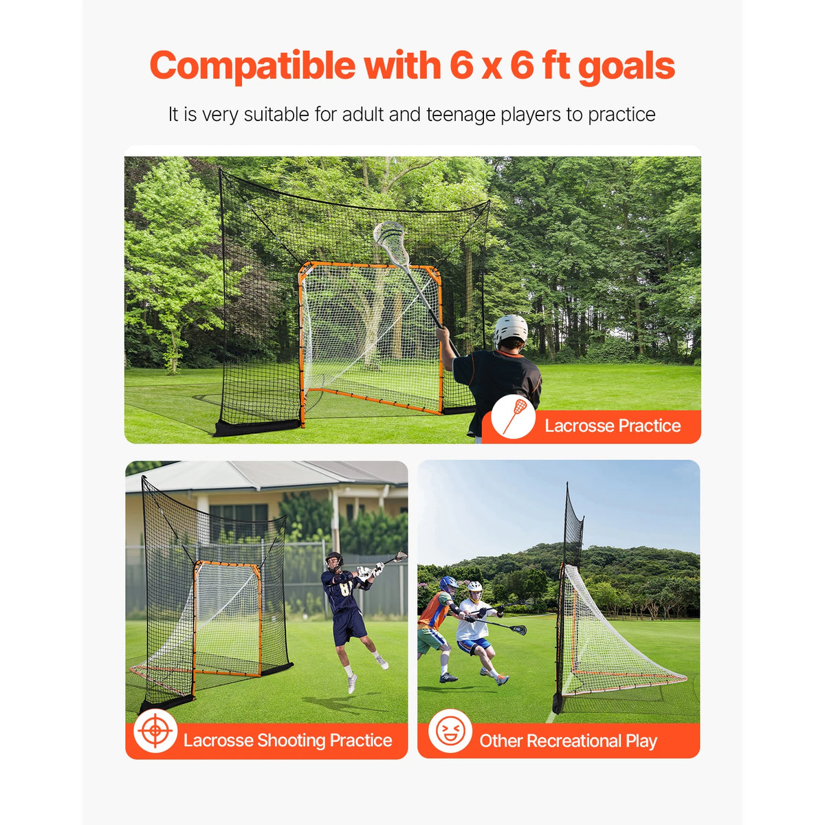 SucceBuy Hockey And Lacrosse Goal Backstop Net For Backyard Practice
