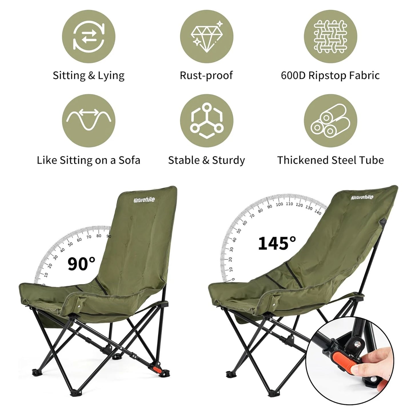 Naturehike High Back Moon Chair Camping Lounge Folding Portable Outdoor Seat