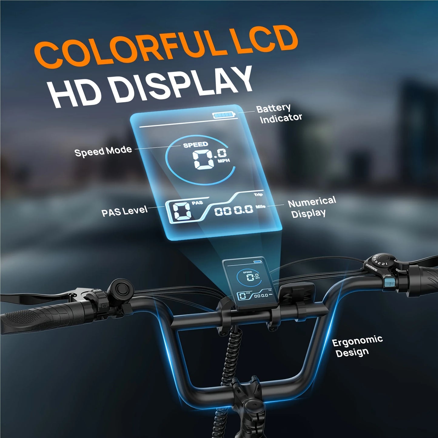 Urlife 1000W Fat Tire Electric Bike With Removable Battery