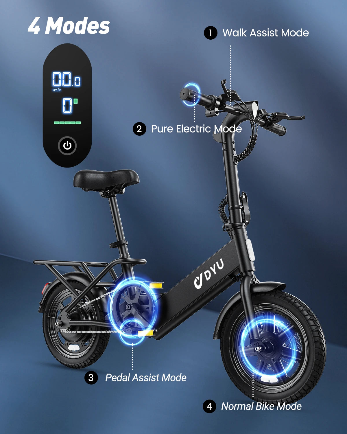 DYU Folding Electric Bicycle With 500W Motor And 280Wh Battery