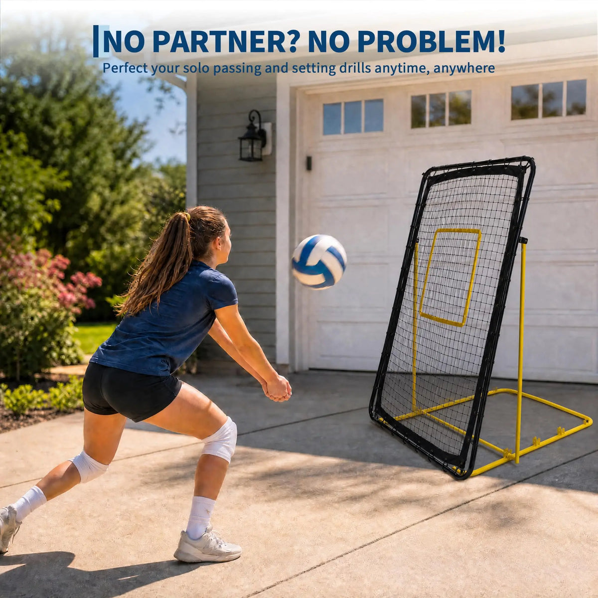 Adjustable Volleyball Rebounder Net for Passing, Hitting and Spiking Practice