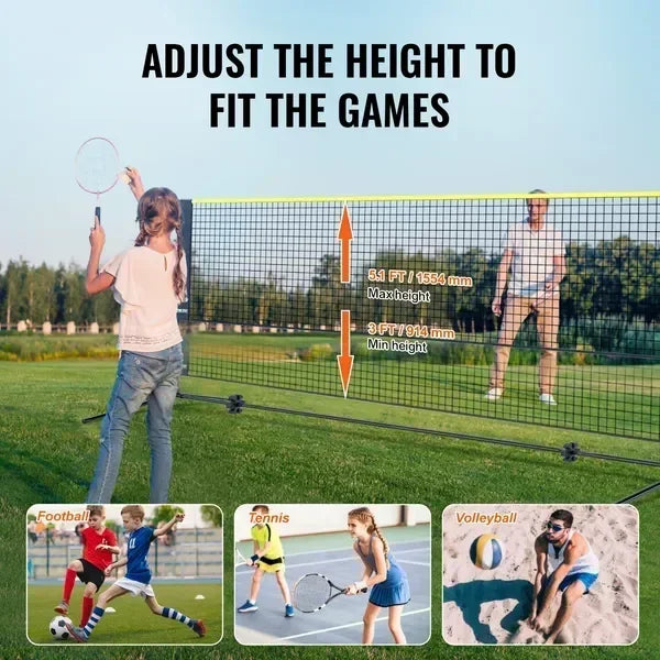 Portable Adjustable Badminton Volleyball And Pickleball Net Set