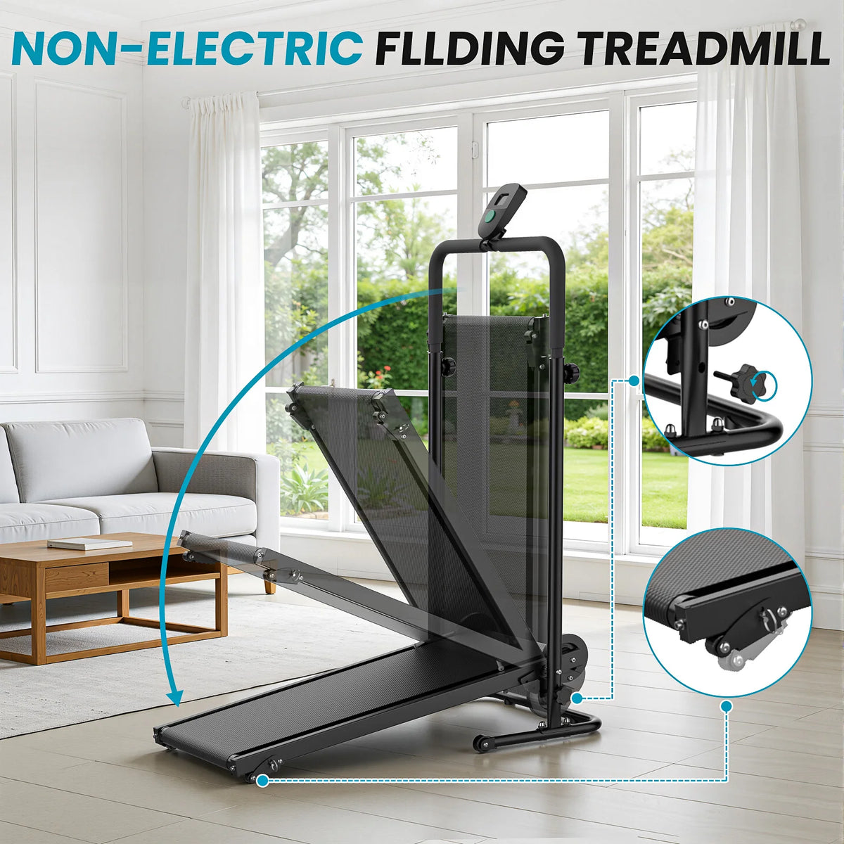AKLUER Nonmotorized Treadmill With Adjustable Incline And LCD Monitor