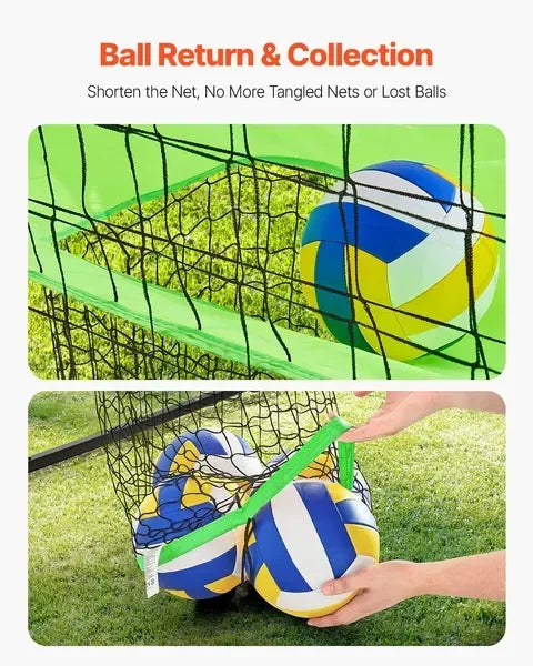 Adjustable Volleyball Training Net System With Ball Return