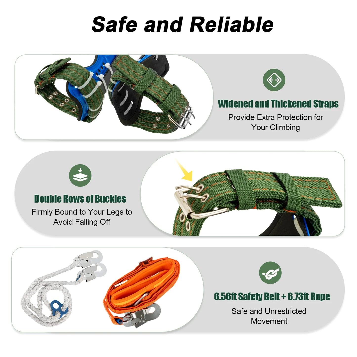 Tree Climbing Spikes Kit With Safety Belt Harness Arborist Gear