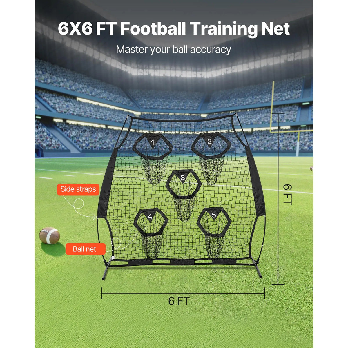 Football Target Net With Five Pockets For Quarterback Accuracy Training