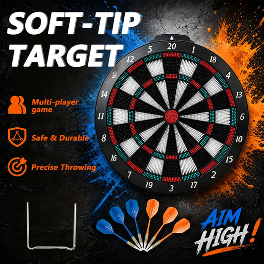 Soft Tip Dartboard Set with Stand for Indoor Family Games