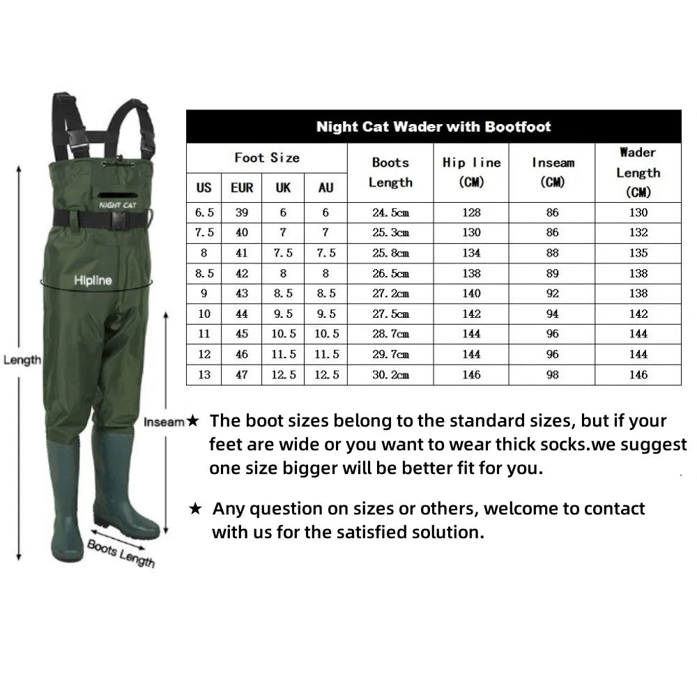 Night Cat Waterproof Breathable Chest Wader For Hunting And Fishing