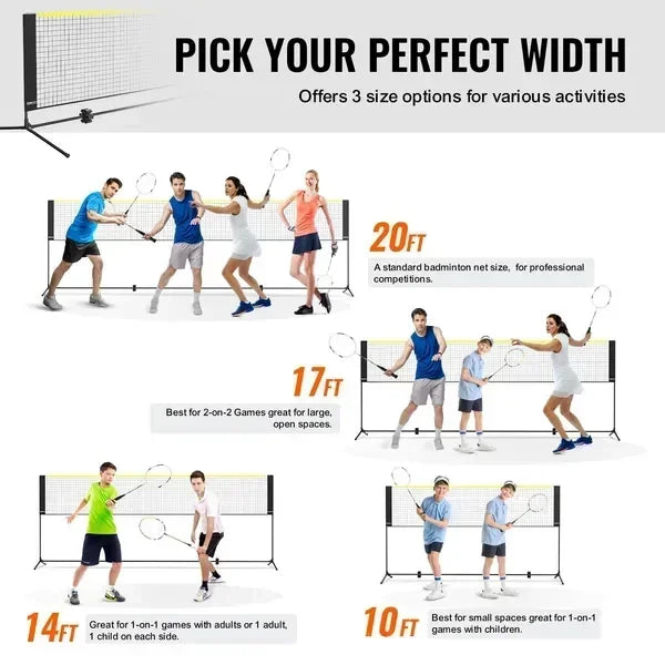 Portable Adjustable Badminton Volleyball And Pickleball Net Set