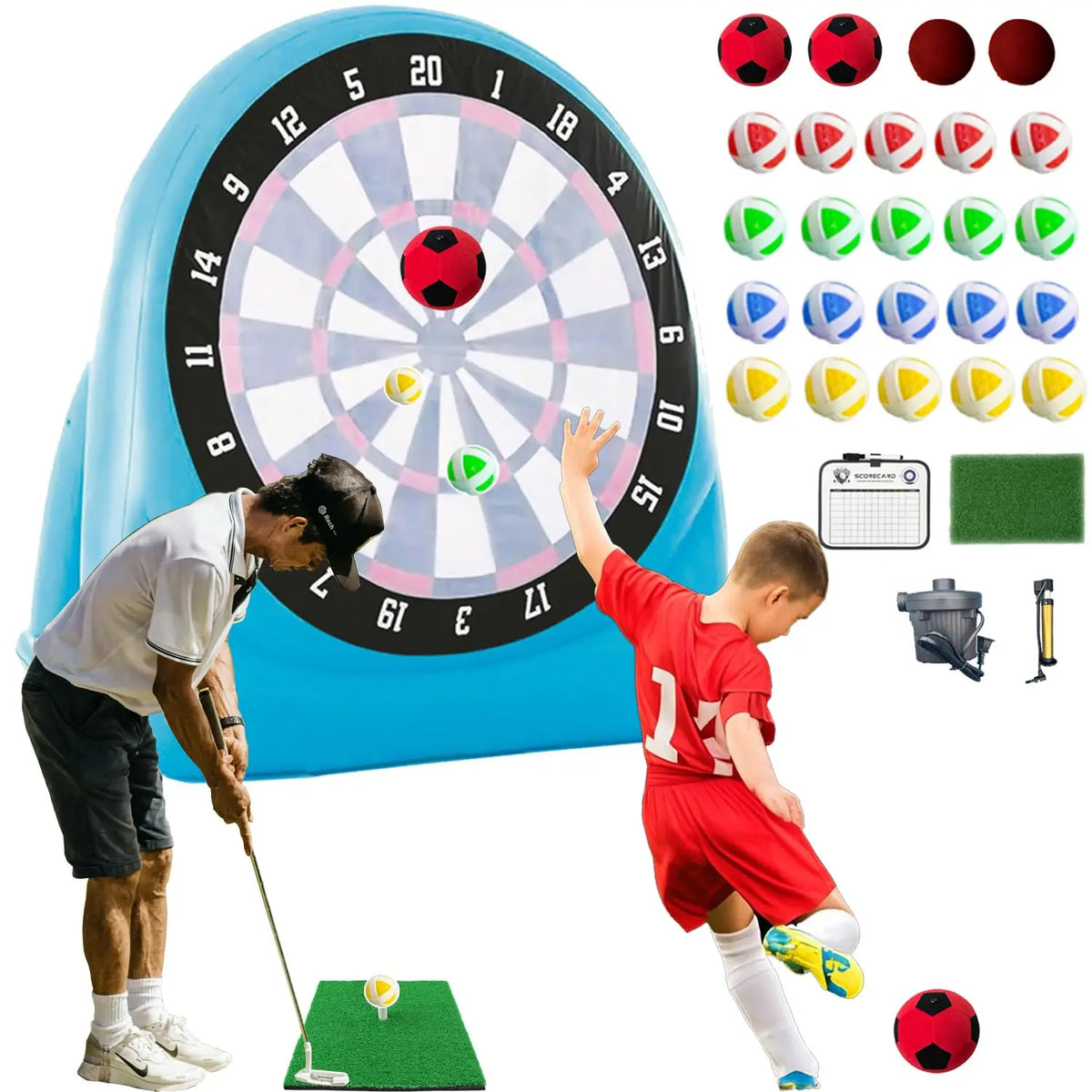AEOR Inflatable Soccer Dartboard Game for Outdoor Carnival Play