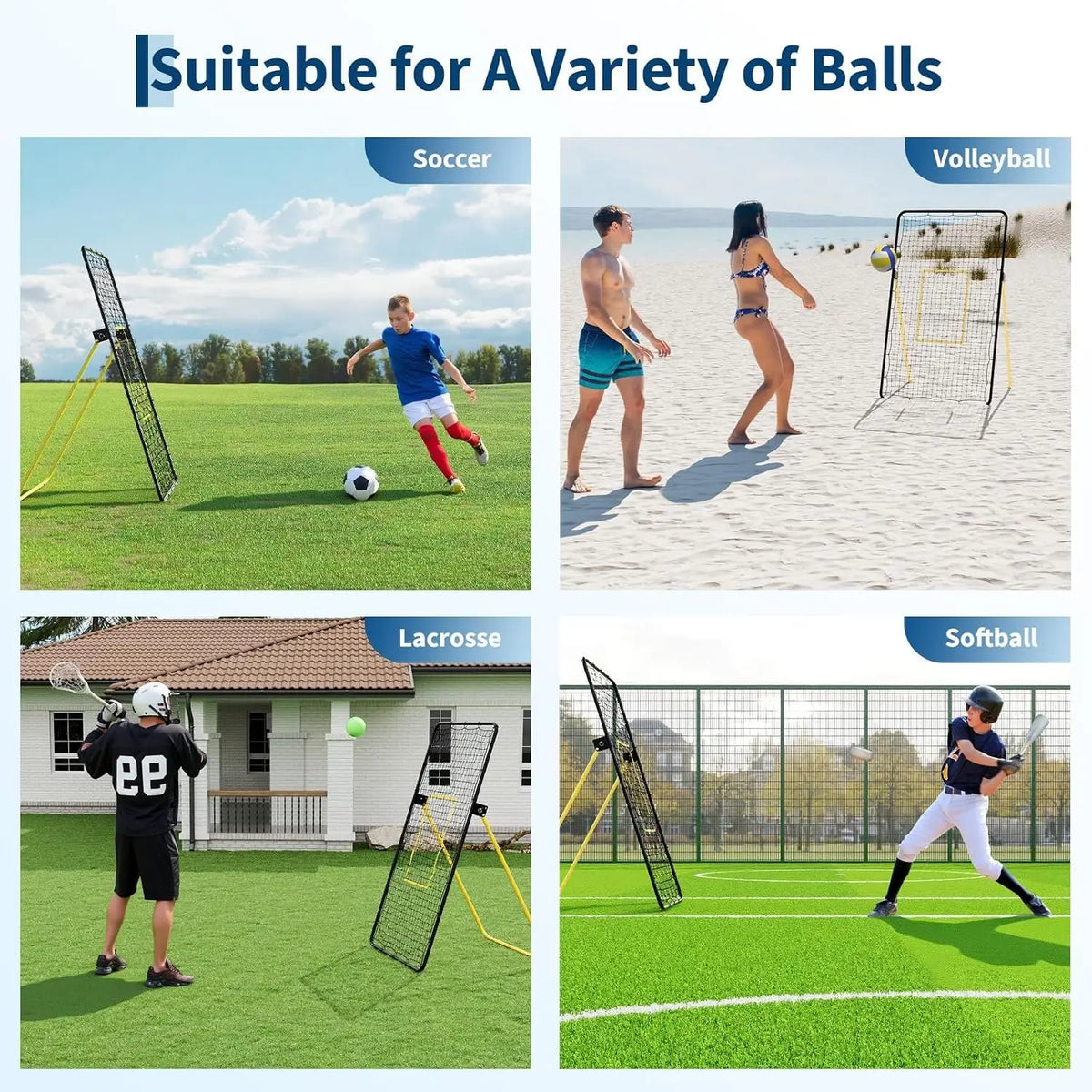 Tacleekii Volleyball Rebounder Net Adjustable Bounce Back Trainer
