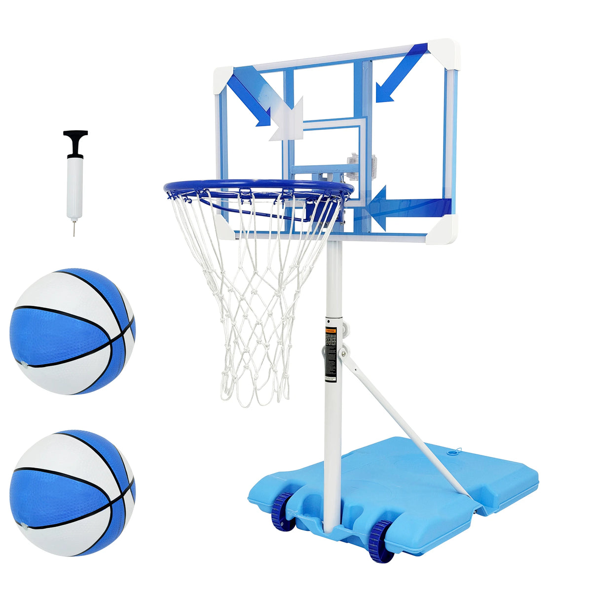 Portable Pool Basketball Hoop with Adjustable LED Lighted Rim