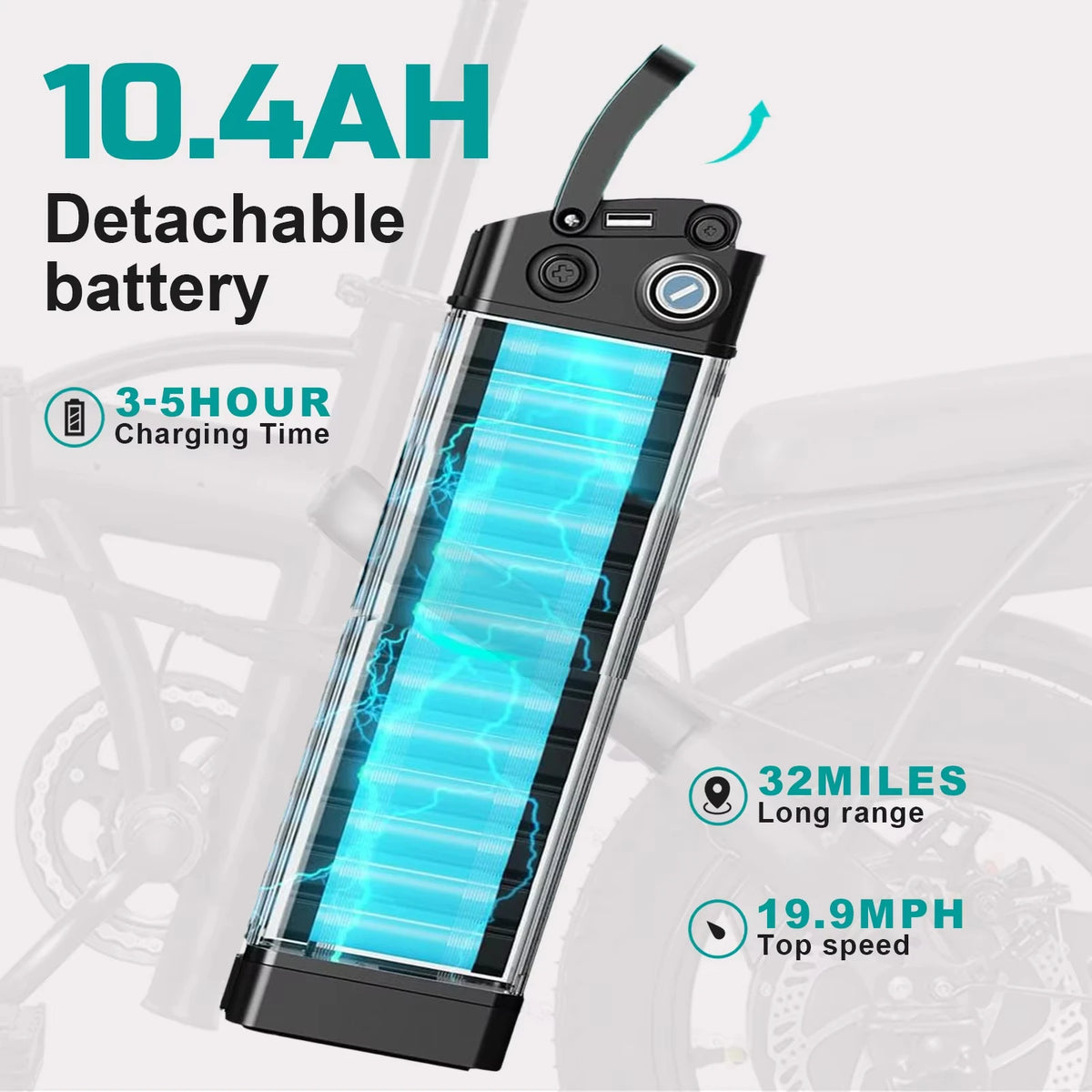 Terrosor Folding Electric Commuter Bike With Detachable Battery