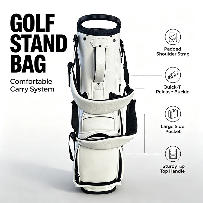 Singelila Lightweight PU Leather Multifunctional Golf Stand Bag
