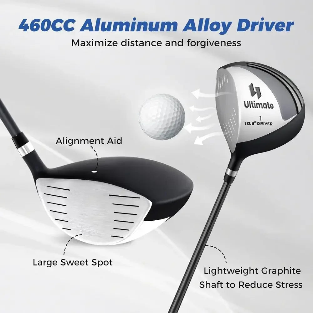 Golf Club Set with Driver, 3 Wood, Hybrid, Irons and Putter