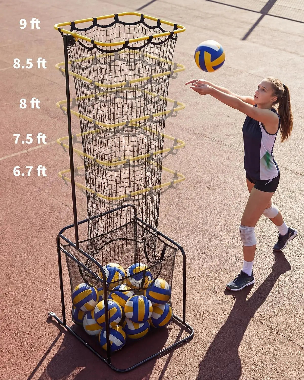 HiMISS Volleyball Setter Training Net with Ball Return Basket