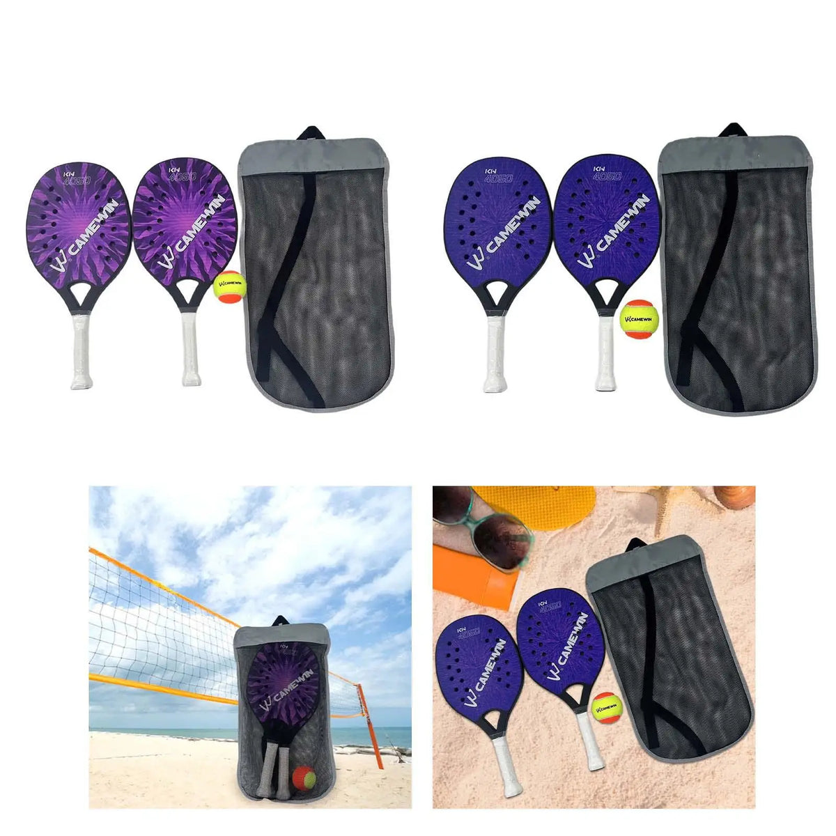 Portable Beach Tennis Rackets for Kids with Lightweight EVA Core