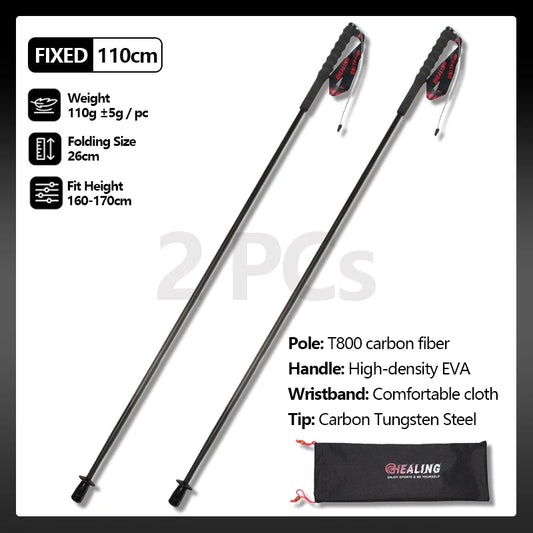 OKHEALING Ultralight Carbon Fiber Trekking Poles Anti Shock Foldable