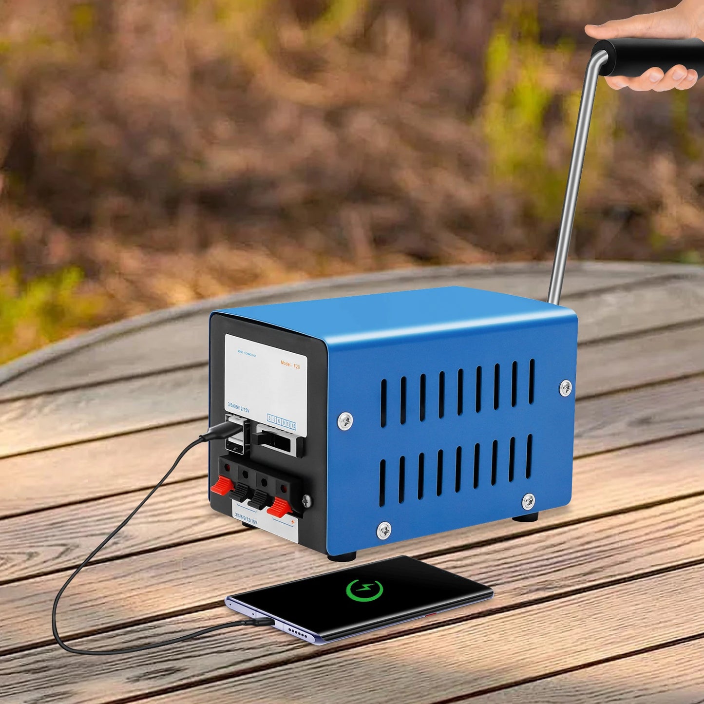 Manual Hand Crank Generator 20W Portable USB Emergency Charger
