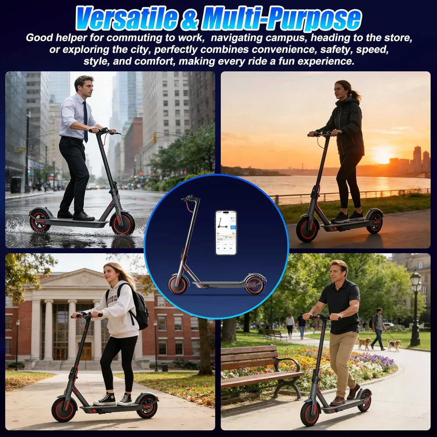 OBX 500W Folding Electric Scooter For Adults With App Control