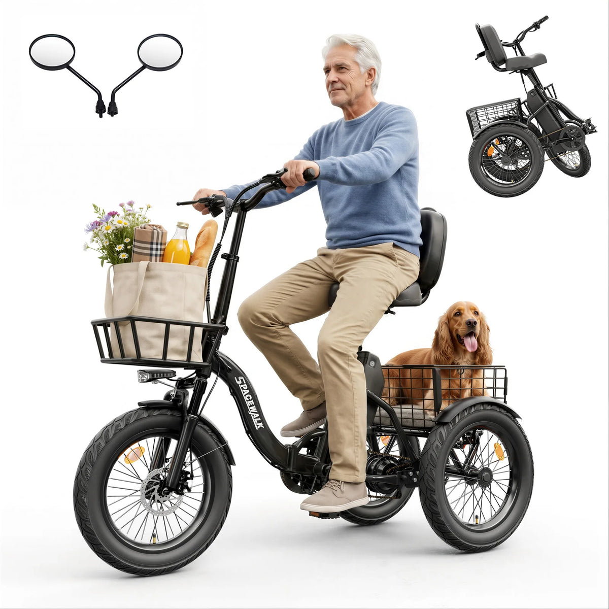 EILLEO Spacewalk Electric Tricycle for Adults with Cargo Basket