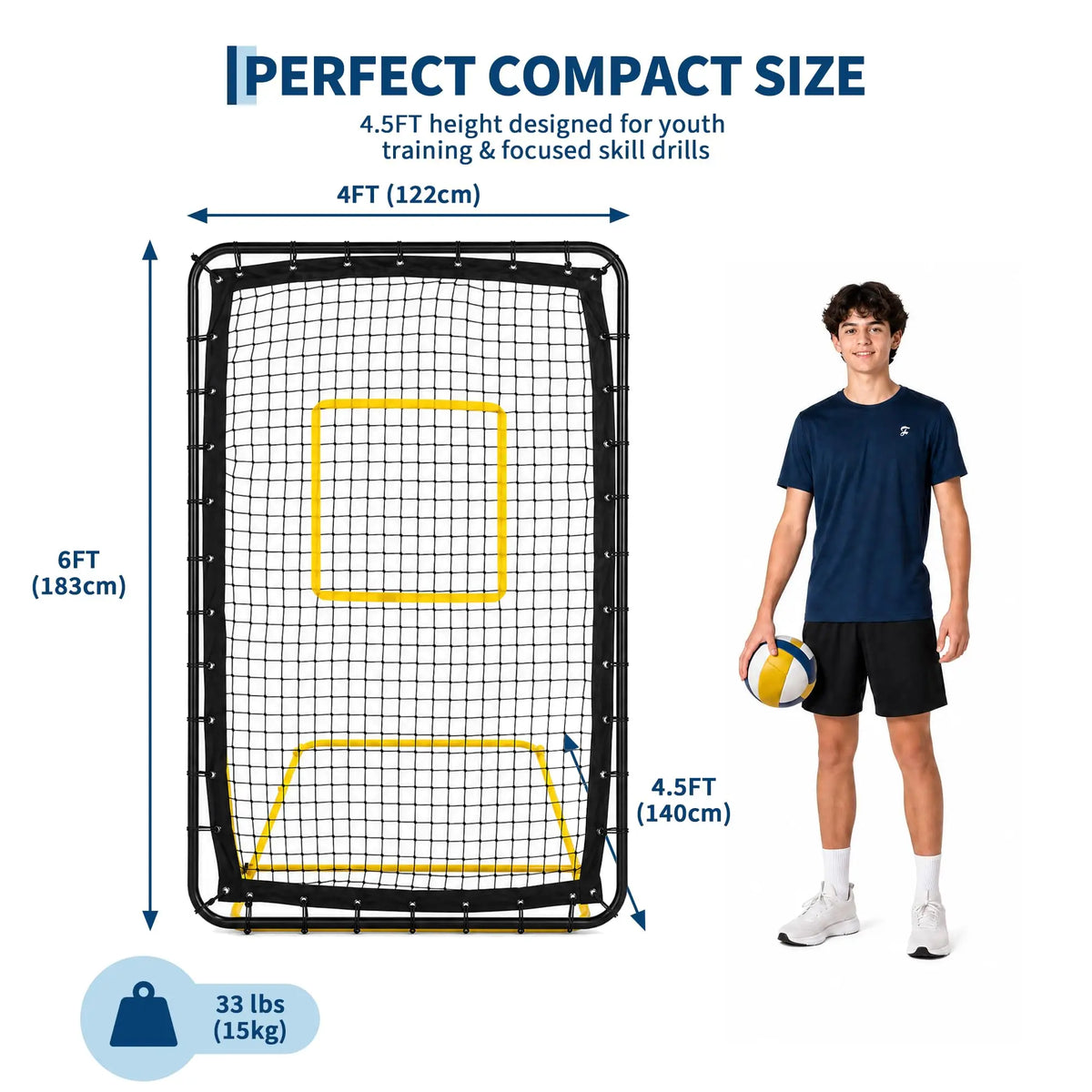 Adjustable Volleyball Rebounder Net for Passing, Hitting and Spiking Practice