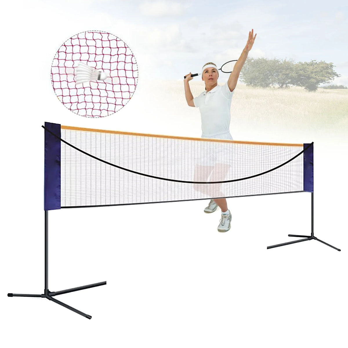 Adjustable Portable Multi Sport Badminton Volleyball Tennis Net Set with Steel Stand