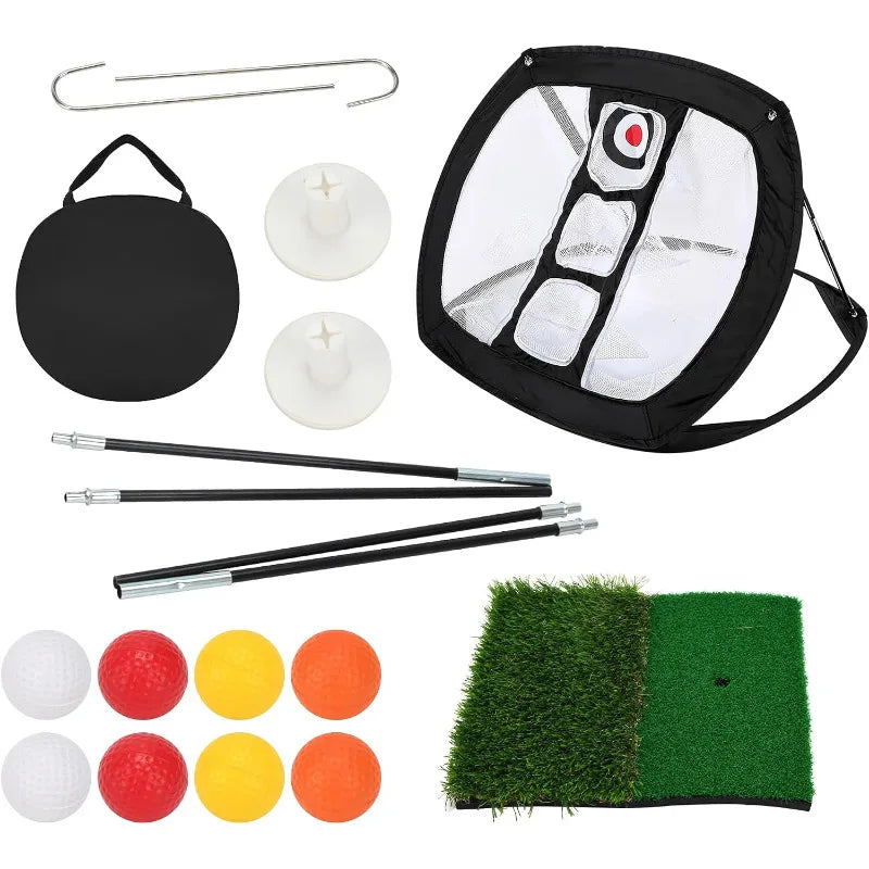 Golf Chipping Net Set With Mat And Balls For Practice