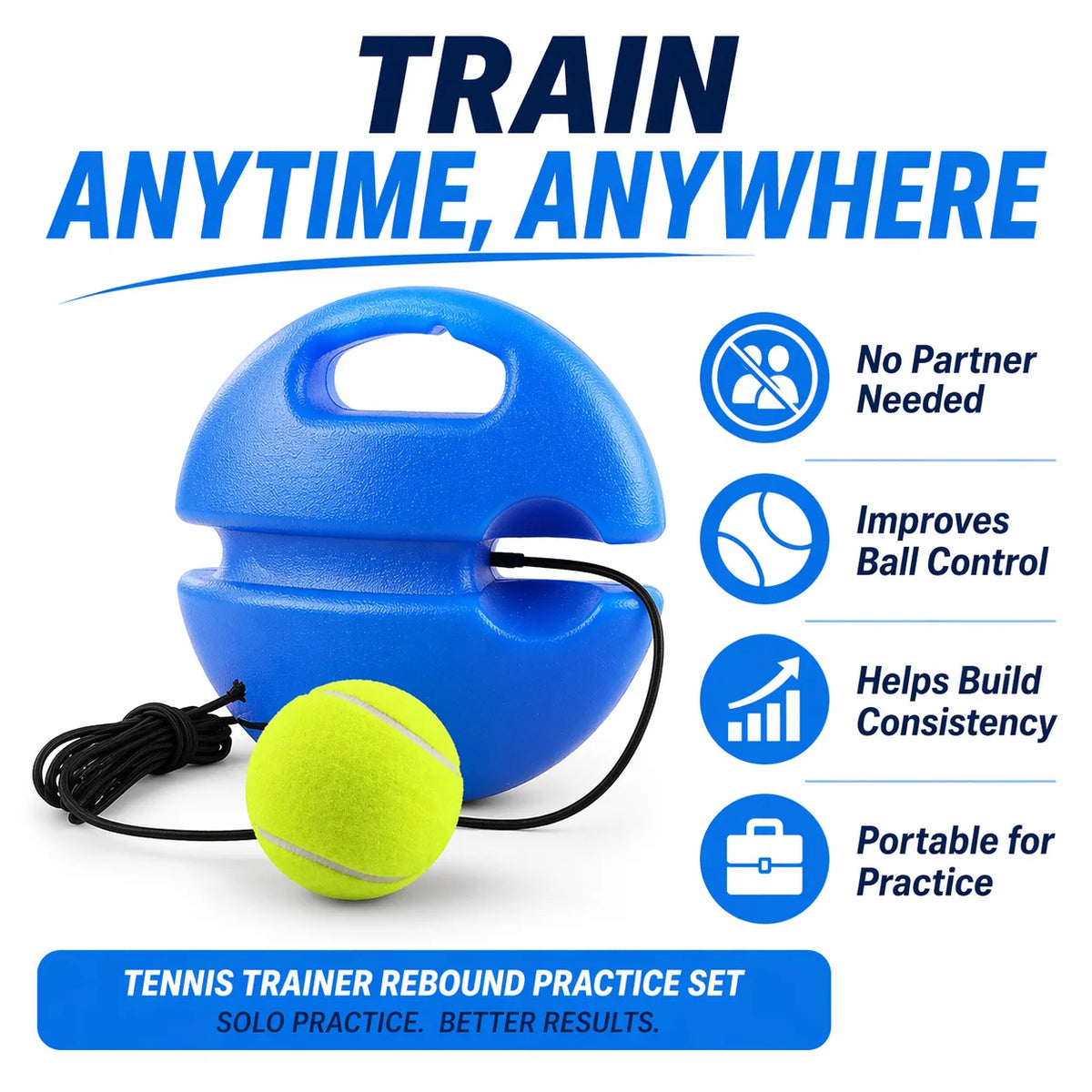 Portable Tennis Rebound Trainer for Solo Practice and Skill Training