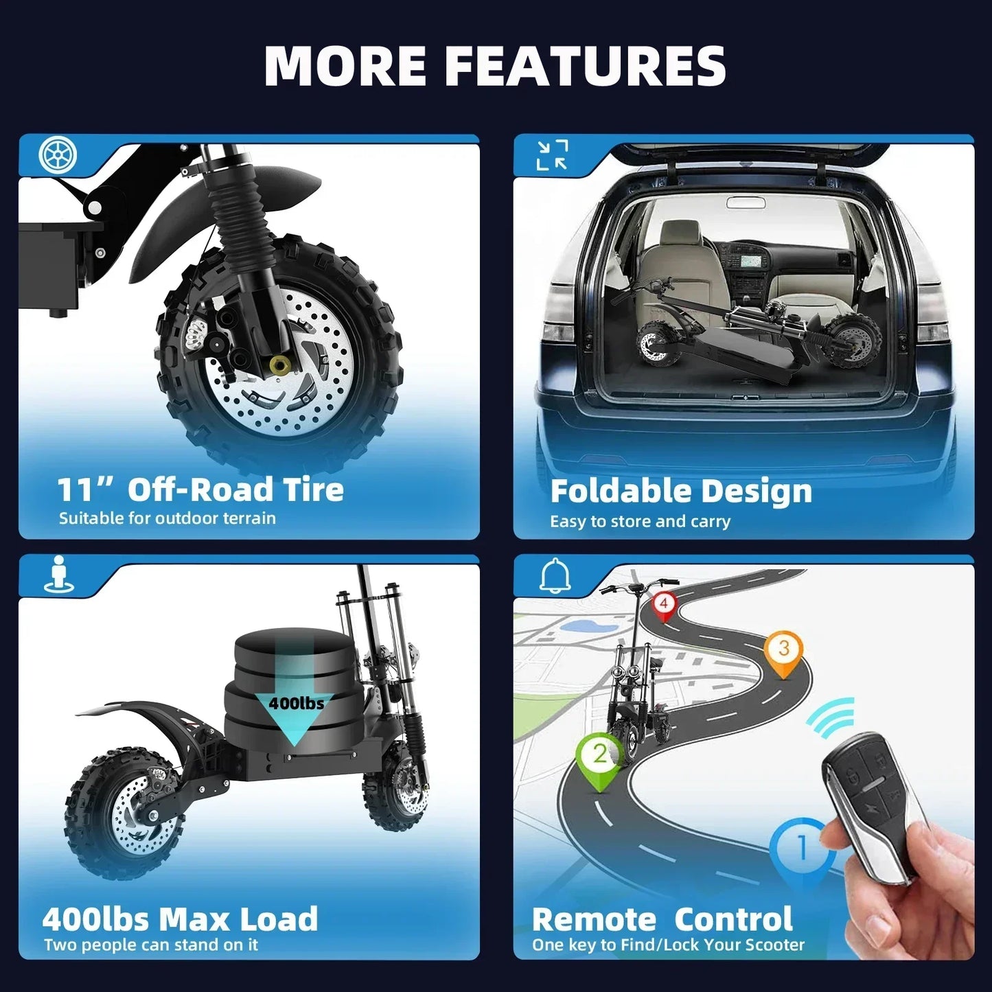 Dual Motor 6000W Folding Electric Scooter For Adults
