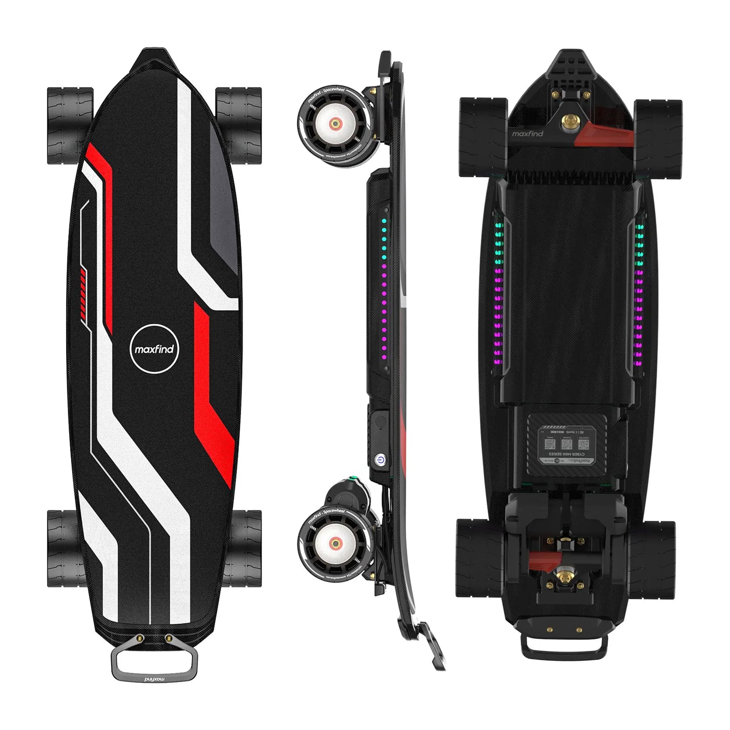 Maxfind Cyber Mini X Belt-Driven Portable Electric Skateboard RGB Lights