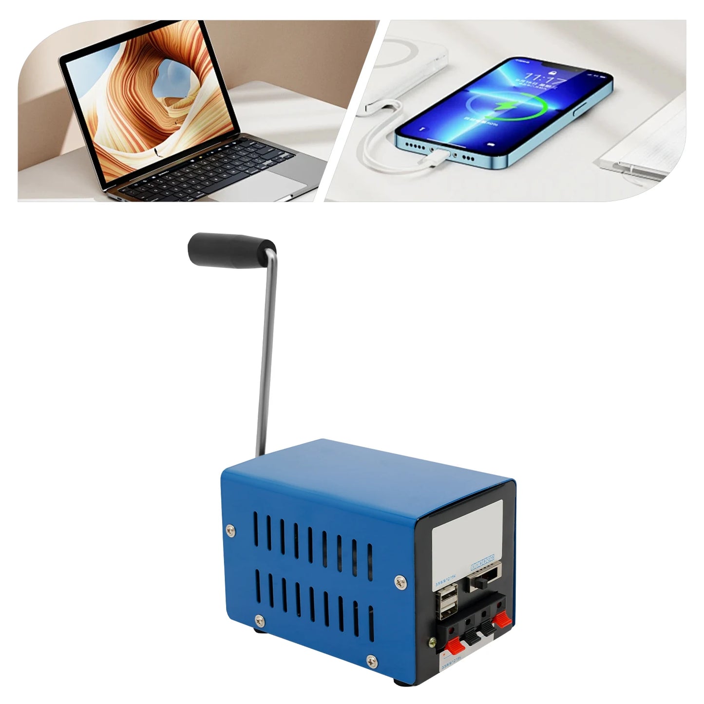 Manual Hand Crank Generator 20W Portable USB Emergency Charger