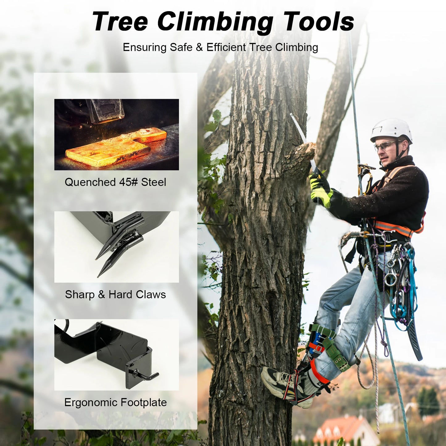 Tree Climbing Spikes Kit With Safety Belt Harness Arborist Gear